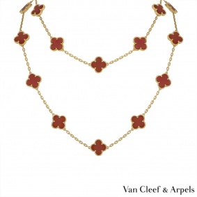 Van Cleef & Arpels Carnelian Vintage Alhambra Necklace VCARD39800